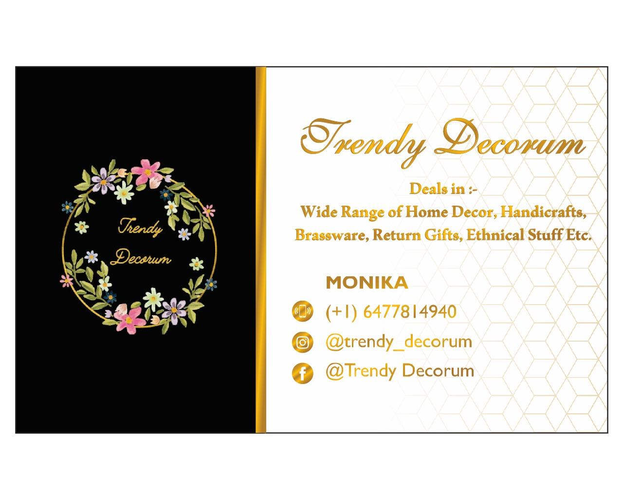Trendy Decorum Contact Card - Monika Oshawa